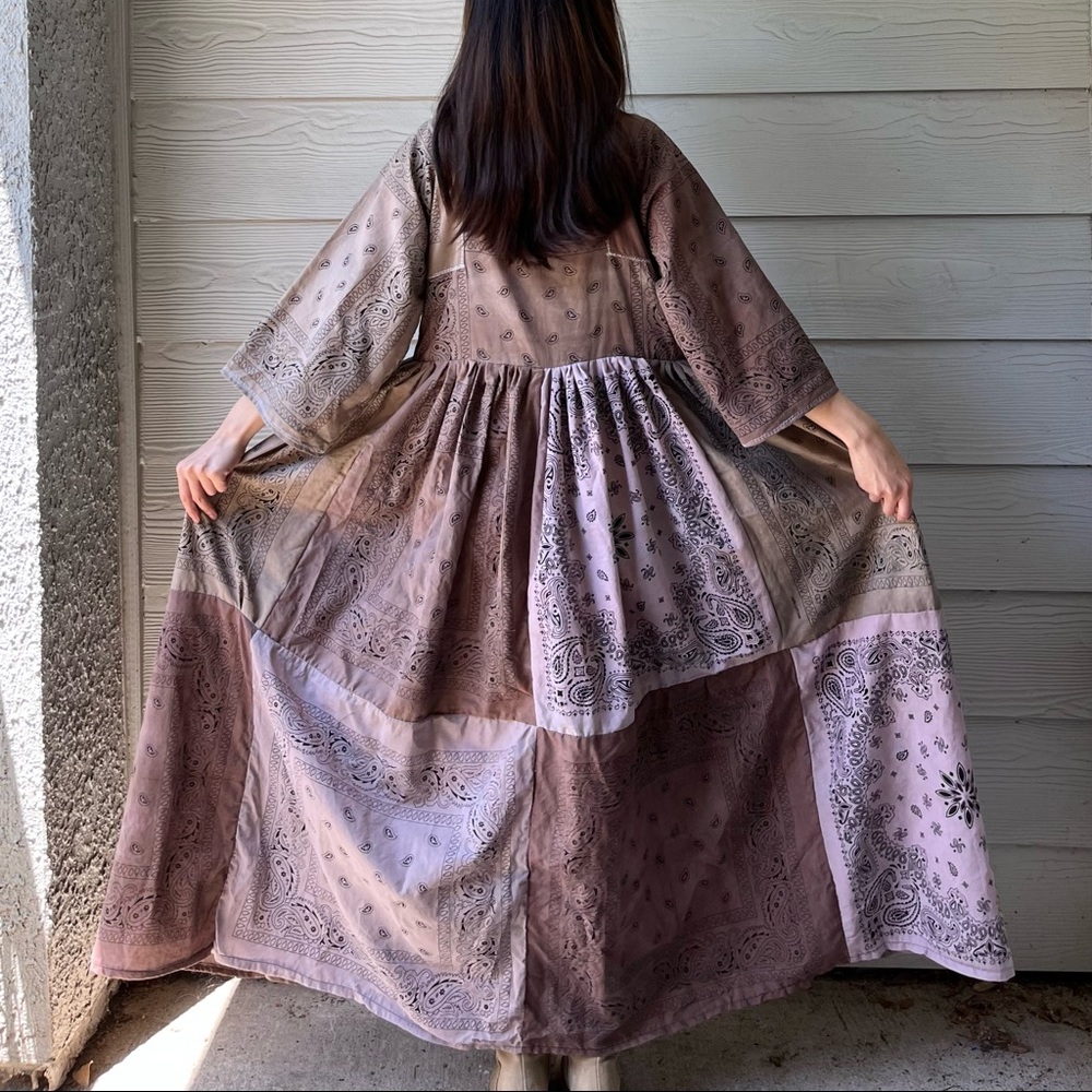 Handmade Bandana Dress SKU 02858 Muddy Earthy Maxi - Picture 2 of 16